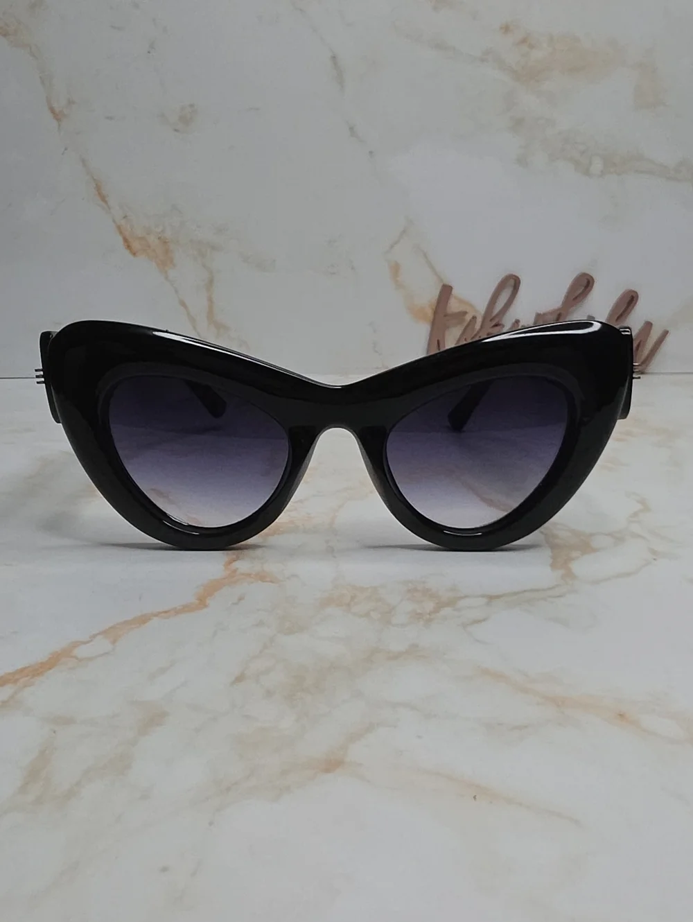 Black Oversized Papillon Cat-Eye Sunglasses